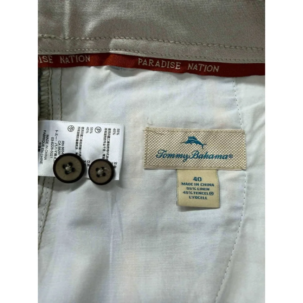 New Tommy Bahama Mens 40 Plaid Linen Tencel Shorts Blue Orange‎ Paradise Nation